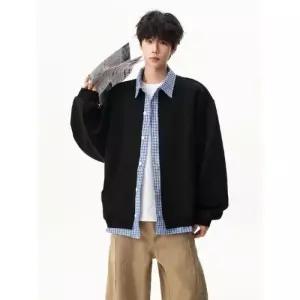 가을 페이크 투피스 남자하프코트 체크 맨투맨 자켓 카디건 ible3