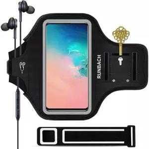 RUNBACH 삼성 갤럭시 S26/S25/S24/S23/S22/S21/S20/S10/S9/S8 (최대 6.2인치)용 암밴드 카드 슬롯 및 키