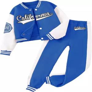 힐린커 걸스 의상 2피스 액티브웨어 긴팔 야구 재킷과 스웨트 팬츠 세트 운동복