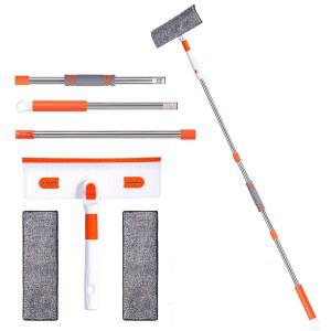 프로페셔널 윈도우 스퀴지 2-in-1, 55인치 연장 폴이 있는 , 클리닝을 위한 스퀴지, 하이 윈도우용 스트릭 프리 클리닝 키트, 샤워 글라스, 자동차 윈드실드