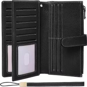 XINNSTAR 여성 지갑 RFID 차단 대용량 신용카드 소지자 손목시계 포켓 ID 창을 가진 여성을 위한 장바구니