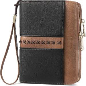 여성용 가죽 RFID 더블 지퍼 신용카드 소지자용 대용량 손목시계 클러치 지갑