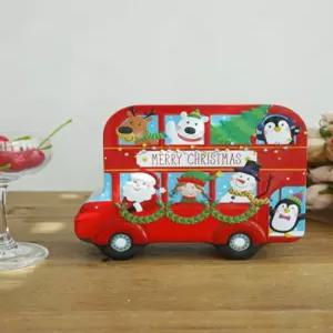 크리스마스 이층 버스 틴 박스 드므 크리스마스장식 사탕틴박스 이