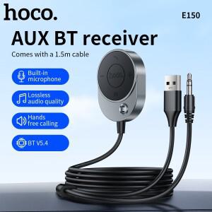 HOCO 3.5mm AUX 차량용 블루투스 5.4 리시버 (케이블 포함) 핸즈프리 USB A 어댑터 음악 오디오 지원 라인