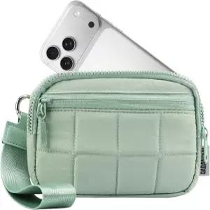 여성용 다다니즘 손목시계 지갑 RFID 차단 휴대폰 분리형 손목 스트랩과 지퍼 포켓 3개가 있는 퀼트