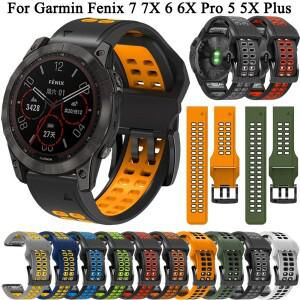 Garmin호환 Fenix 6 6X Pro 7 7X 5 5X 3 3HR 스마트 시계 스트랩 22 26mm 실리콘 밴드 Epix 2 955 945 팔