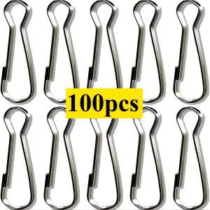 100 피스 7 크기 금속 스프링 후크 매는 밧줄 스냅 클립 ID 카드 반지 열쇠 고리 지갑 DIY 커튼 커튼 버클