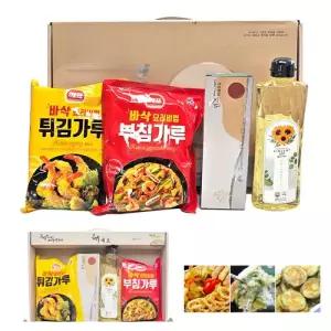 행복 선물세트(4종)/식용유/튀김가루/부침가루/위생장갑/고급케이