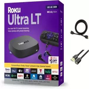 Roku 울트라 LT 스트리밍 장치 4K/HDR/Dolby Vision/듀얼 밴드 Wi-Fi(로쿠 음성 리모컨 및 HDMI 케이블