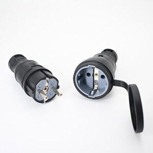 EU 고무 방수 소켓 접지 커넥터 전원 IP54가있는 커버 ELECTRIAL 16A 케이블 250V DIY 코드 유럽 플러그