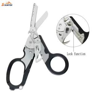 병원  가정  캠핑 및 여행 구조 도구용 카바이드 유리 파쇄기가 있는 전술 다기능 응급 랩터 가위