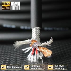 99.99% 순은 신호 케이블 7mm HIFI 오디오 4코어 차폐 와이어 앰프 CD DIY 15AWG Ag 인터커넥트 코드