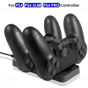 PS4 게임패드용 듀얼 컨트롤러 충전기 도크  호환호환 플레이스테이션 4용 베이스 스탠드 홀더 게임 액세서
