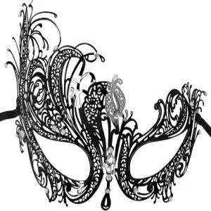 여성용 J.CARP 마스크 반짝이는 라인스톤이 있는 메탈 베네치아 파티 카니발 장식