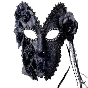 여성용 DIOLUF 마스크 반짝이는 라인스톤 베네치아 파티 프롬 볼 메탈 흰색 7.2인치*6.5인치