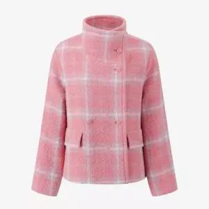 듀엘 하이넥 체크 코트 D254MSG346 971529