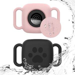 타일 메이트 2024/2022용 DGMDGS 2팩 실리콘 케이스, 반려견/고양이 목걸이 홀더용 트래커 커버, 방수 및 방진, 블랙앤핑크