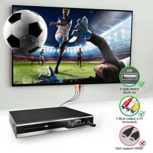 DVD 플레이어 128G 입력으로 PAL 지역 USB 시스템 지원 RCA DVD용 안정 컴팩트 포함 HDMI CD 리모컨 무료 지원 케이블 출력 NTSC