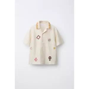 국내배송 ZARA 자라 주니어 키즈 크로셰 자수 니트 셔츠 크림 3798486712 1801372