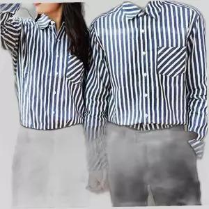 줄무늬 데님 커플 셔츠 허니문 커플룩 빅사이즈 패션