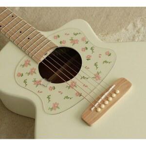 화이트 우드 통기타 입문용 디지털 바디 접이식 휴대용기타 키타 디버깅 자체 핑크