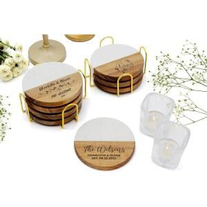 커플을 위한 맞춤형 코스터, 결혼식, 홈 데코레이션을 집들이 선물, 신혼부부를 기념일, 크리스마스, 약혼식, 발렌타인데이, 투톤 마블 및 우드