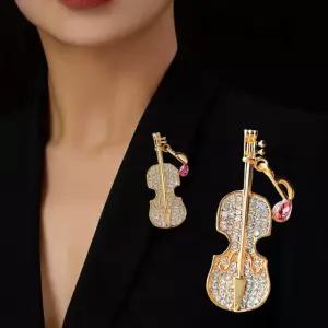 다이아몬드 음표 옷핀 첼로 브로치 고급 패션 정장 다이아몬드브로치 진주핀 허리조절 첼로옷핀