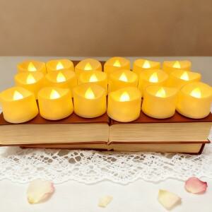 12/24팩 무불꽃 LED 티라이트 캔들 배터리 작동 리모컨 포함 크리스마스 기념일 웨딩 테이블 홈 데코
