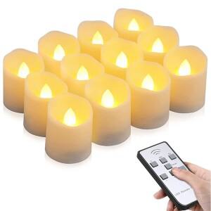 FPOO Flameless LED 차 촛불 배터리 깜박임 Tealight 타이머 원격 생일 홈 장식 축제 웨딩 양초