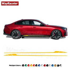 M퍼포먼스 문짝 사이드 스트라이프 스커트 스티커, 탄소 섬유 비닐 데칼, BMW i5 G60 5 시리즈 2024 + G61