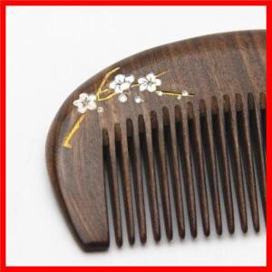 천연 금 백단 작은 빗 나무 구조 미세 치아 머리 정전기 방지 침술 포인트 마사지 선물