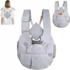 질라칼리 작은 개와 고양이를 데리고 다재다능한 포켓 휴대용 애완동물 앞 배낭 요통 감소 외출 여행