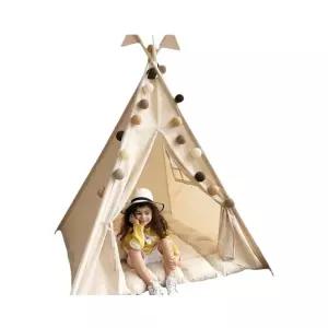 카페 글램핑 인디언 실내 소형 텐트 싱글 방갈로 놀이 베이지