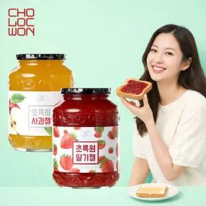 사과잼 1kg + 딸기잼 1kg 세트 과일쨈 샌드위치 식빵토스트 모닝빵 카페 대용량 업소용 달콤한 선물 선물용