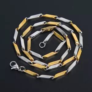 써지컬스틸 골드+실버 콤비 대나무 체인목걸이