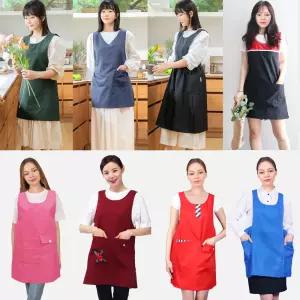 원피스형 앞치마 한식 명절 어린이집 교회 요양보호사 주방 카페