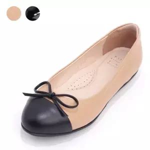 갤러리아 세라 여성소가죽 투톤 배색 플랫슈즈 C18P016 베이지 1CM