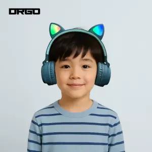 디알고 LED 라이트닝 키즈 고양이귀 블루투스 헤드폰 BH028C
