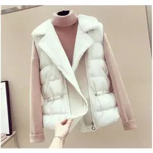 [제이큐]양털패치 허리조임 양털조끼 패딩조끼 롱조끼 F95263