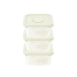 글라스락 햇밥용기 코코넛밀크 정사각소, 440ml, 3개