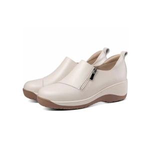 피카소 폭신 편안한 키높이 수제 소가죽 지퍼 사선 슬립온 컴포트화