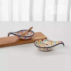 프라카 폴란드풍 도자기 핸들 앞접시볼 2P