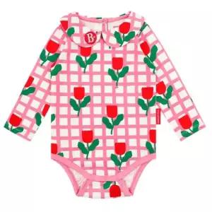 [롯데백화점]베베드피노 올 오버 튤립 체크 베이비 터번 바디수트 세트_BP41ST268-N