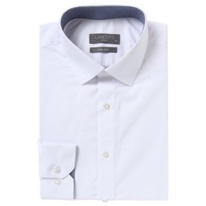 [란체티셔츠] 데일리 비즈니스 화이트 솔리드 슬림핏 긴소매 셔츠