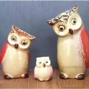 위플레이스 부엉이 장식품 레드 거실소품 인테리어장식품 집인테리어소품