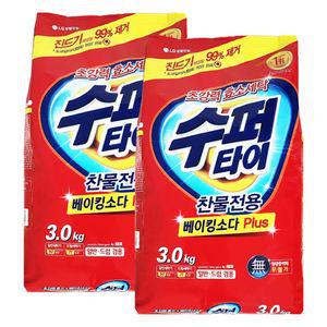 엘지 수퍼타이 찬물전용 세탁세제 분말 리필 3.0kg x 2개