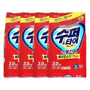 엘지 수퍼타이 찬물전용 세탁세제 분말 리필 3.0kg x 4개