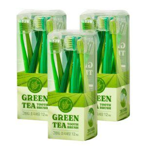 바른생활 그린티 초극세모 칫솔 12입 3세트