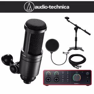 오디오테크니카 AT2020 콘덴서 마이크 포커스라이트 스칼렛4i4 4세대 탁상용T자 스탠드 패키지