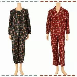 [솔브](정상) 면 100% 테디베어 체크나염 30수 기모 남성 여성 커플 파자마_S SPA2532M_W_S